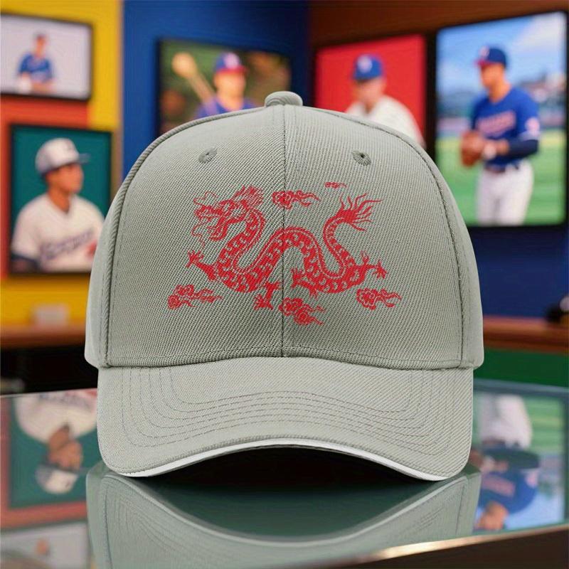 Red Dragon Graphic Baseball Cap Polyester Breathable Outdoor Adjustable Unisex Sport Hat