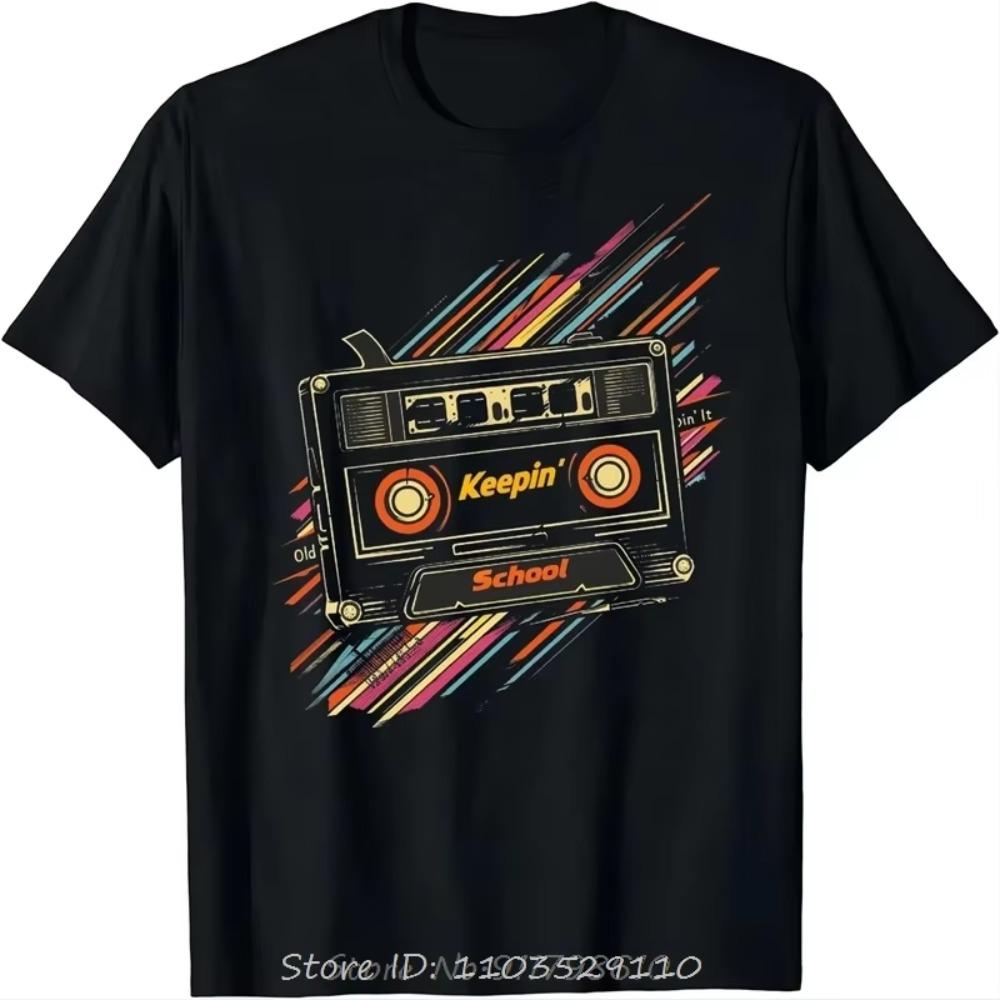 Old School Hip Hop 80s 90s Vintage Mixtape Cassette Tape T-Shirt Y2k Top O-Neck Oversized Unisex Tshirt Men's Fitness tshirt