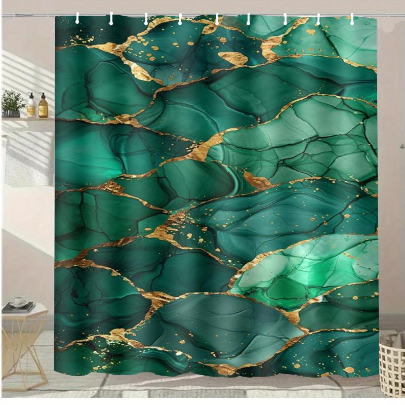 Multicolored Patchwork Color Blocks Shower Curtain Washable Dirt-Resistant Shower Head Waterproof Polyester Bath Curtain