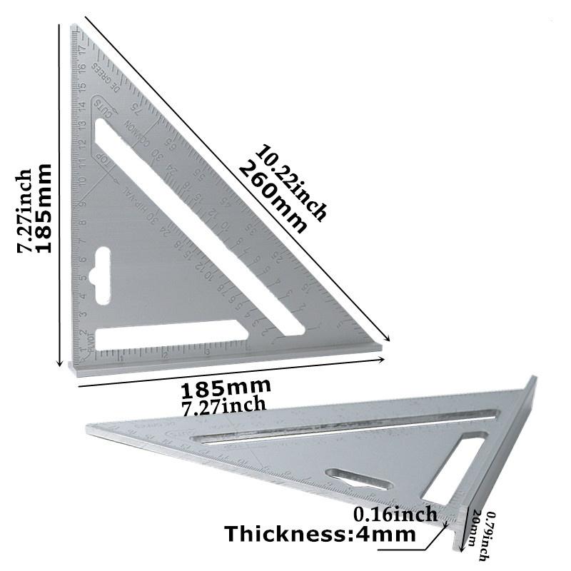 7'' Triangle Angle Protractor Aluminum Alloy Measuring Ruler Miter For Framing Building Carpenter Measuring Tools