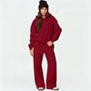 Damen Reißverschluss Hoodie und Weite Hosen 2-teiliges Set, Lockerer Trainingsanzug