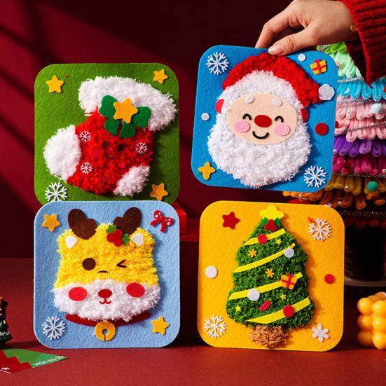 Yousheng DIY Christmas Embroidery Kit for Beginners Cute Santa/Stocking/Gingerbread Sewing Projects Xmas Needlepoint Kit for Kids Adults