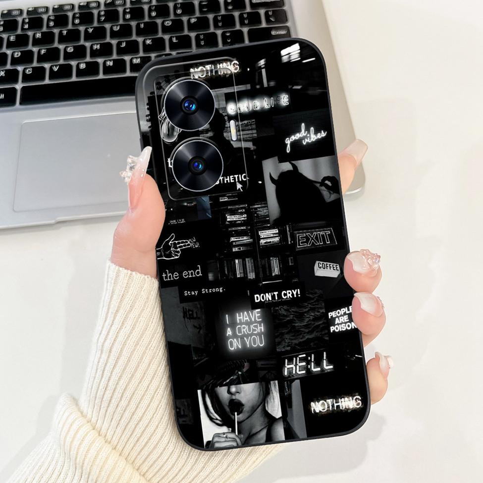 For Realme C55 Case RMX3710 Silicone Cute Cat Fashion Butterfly Flowers Love Painted Cover For Realme Narzo N55 Phone Case Funda