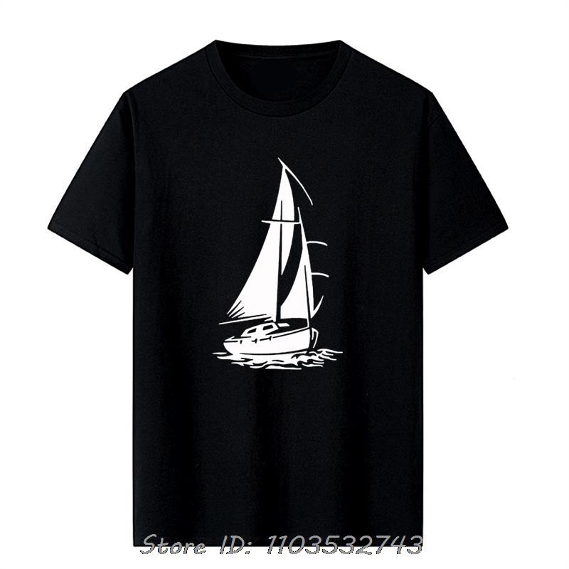 Men's Clothing Oversized T-shirt Funny Yacht Boat Ship Sea Ocean Waves Casual Fitness T Shirt Handsome Raglan Cotton Tshirt