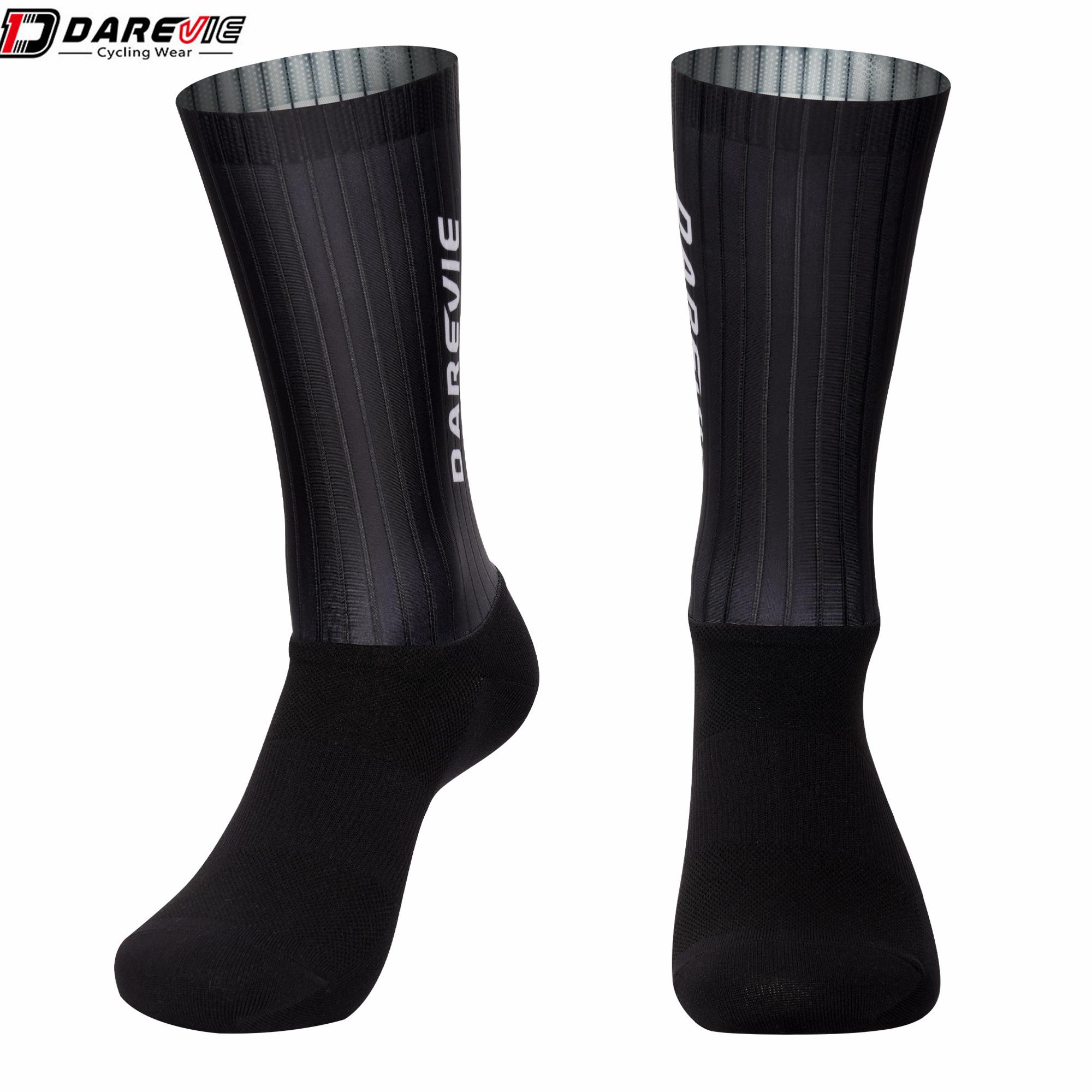 Darevie Custom Sport Aero Road Bicycle Cycling Socks Breathable Cycling Socks Print Autumn Knitted Running Socks free size чёрный