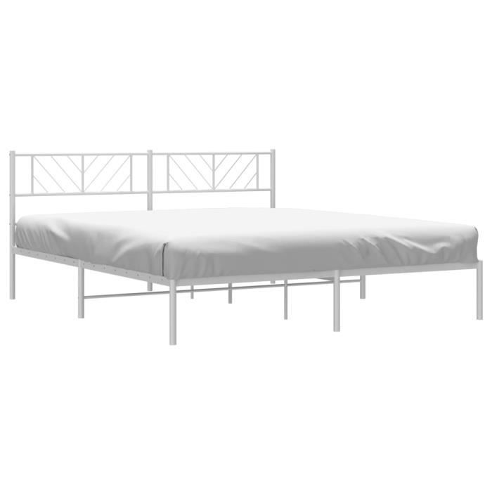 VidaXL Metal Bed Frame with White Headboard 193x203 Cm 372234