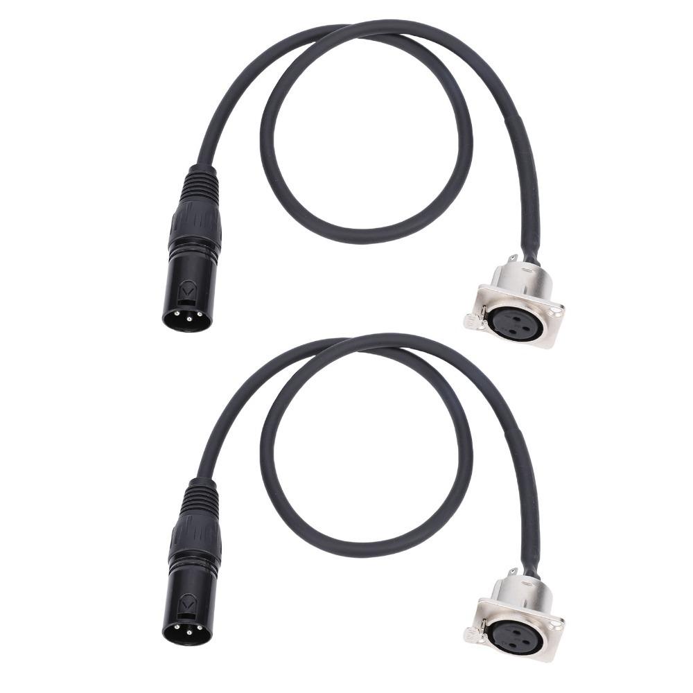 2 Pcs No Solder Panel Mount Adapter 0.6m / 1.97ft Mic Feed Thru Converter  for Patch Panel чёрный