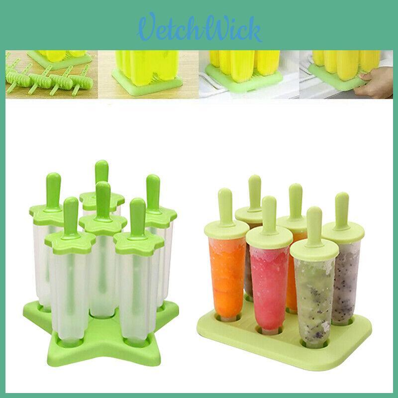Bright Green 6pcs Pack Ice Lolly Cream Maker Mold For Diy Popsicle And Frozen Yogurt