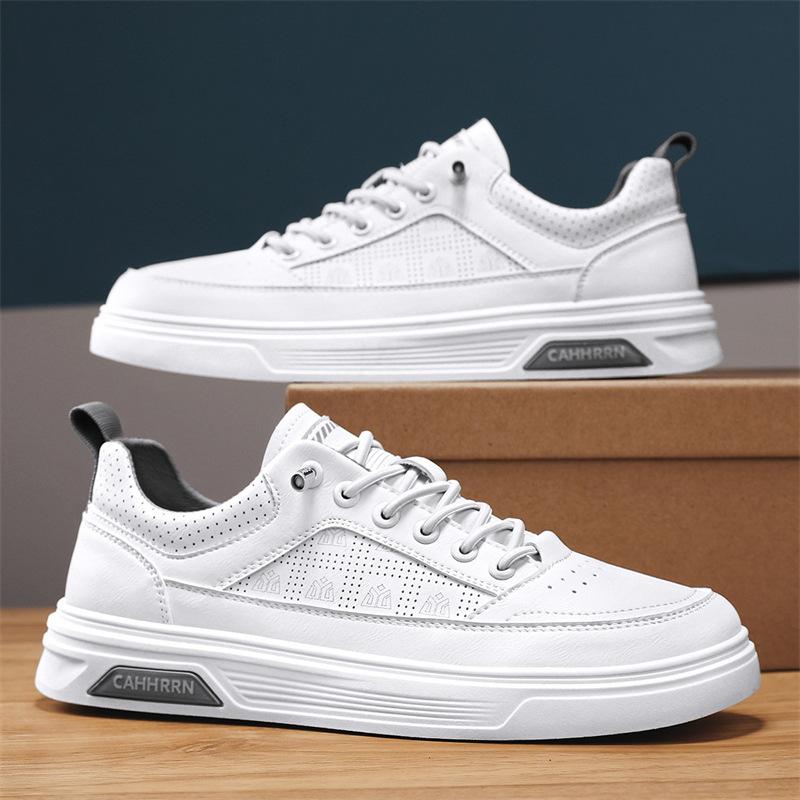 Men's Shoes Summer Versatile Blue Breathable Sports Punched Casual Board Shoes Flat-soled Fashion Student White Shoes