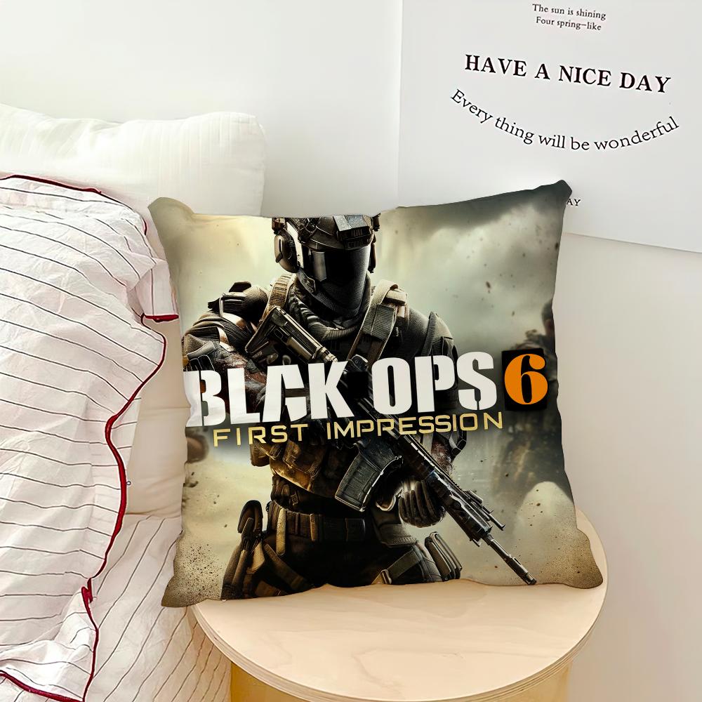Herní povlak na polštář Pohovka Obývací pokoj Ložnice Čelo postele Polštář opěrky zad Čtvercový C-Call of D-Duty-s Black Ops 6 Polštář Doba spánku