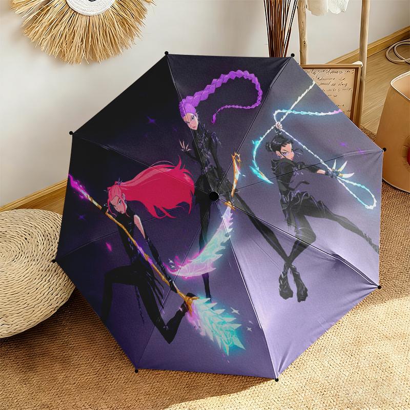 1pc K-Pop Devil Hunter Series Umbrella Portable Folding Umbrella Iron Frame Hole Bone Structure Outdoor Home Umbrella