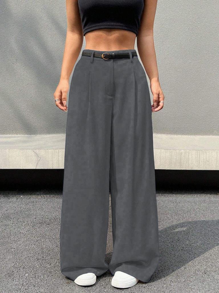 High Waist Wide Leg Women's Summer Suit Pants - Versatile, Casual, Petite, Straight Leg, Floor-Length Trousers