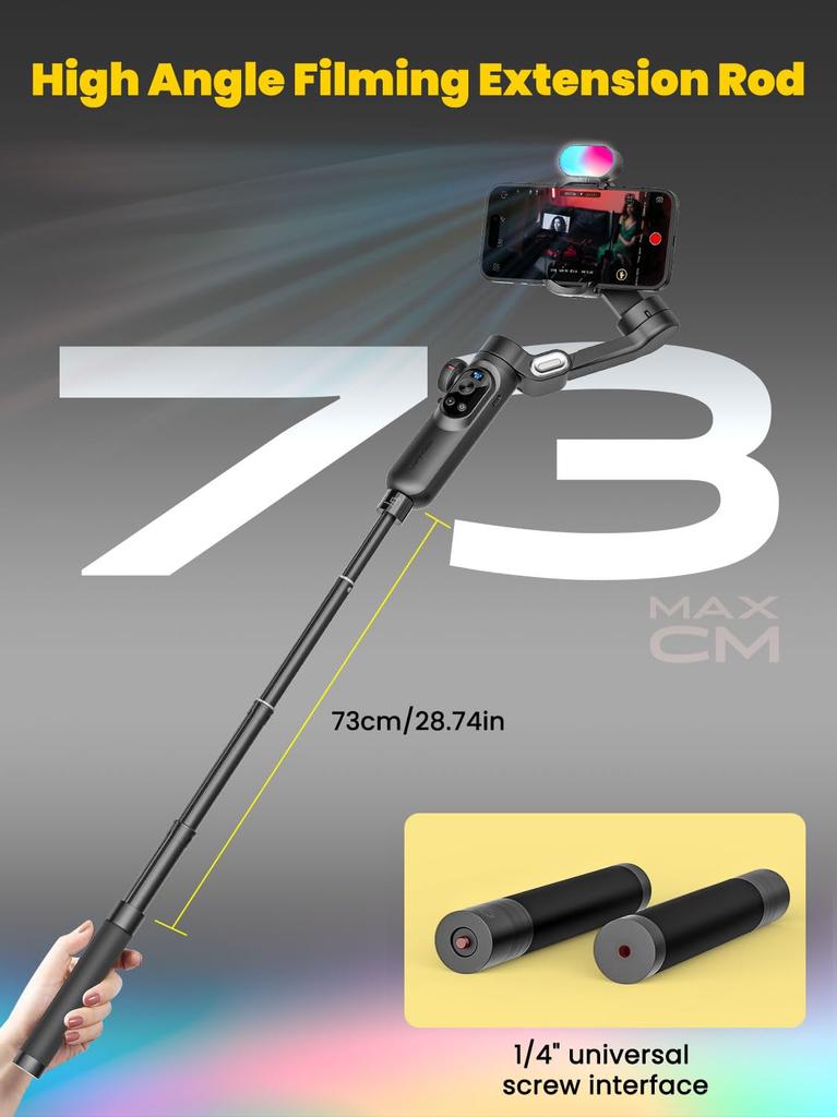AOCHUAN Smartphone Gimbal Stabilizer Kit with OLED Focus and RGB Light for Video Professional Gimbal for iPhone 15 and Android X Pro Combo 3-Axis