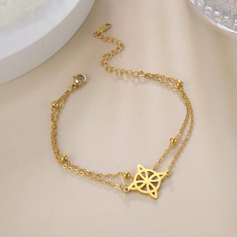 Geometric Witch Celtics Knot Charm Bracelet Women Female Stainless Steel Witchcraft Chain Love Bangles Jewelry