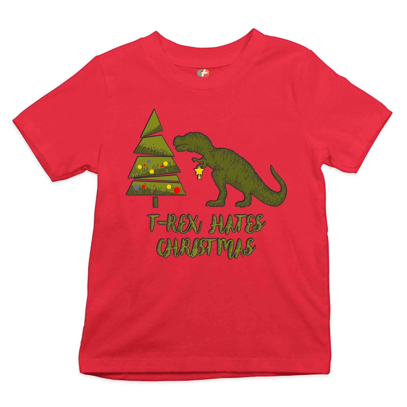 T-Rex Hates Christmas Youth kids boys T-Shirt Funny Dinosaur Xmas Eve Festive Kids 160