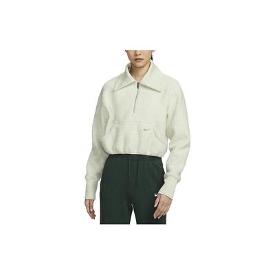 Sportswear Solid Color Half-Zip Collared Short Casual Long Sleeve Sweatshirt Women Tops Light-Green FB8786-020