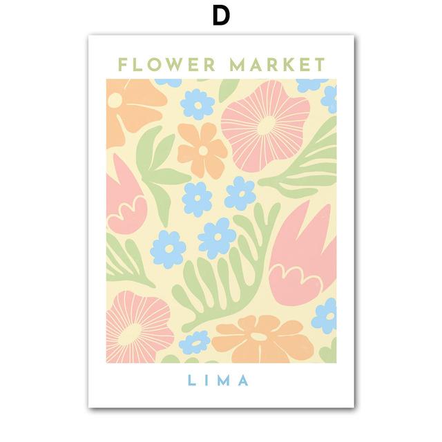 Minimalist Flower Color Block Coral Daisies Nordic Canvas Painting Wall Art Posters Prints Abstract Pictures Living Room Decor