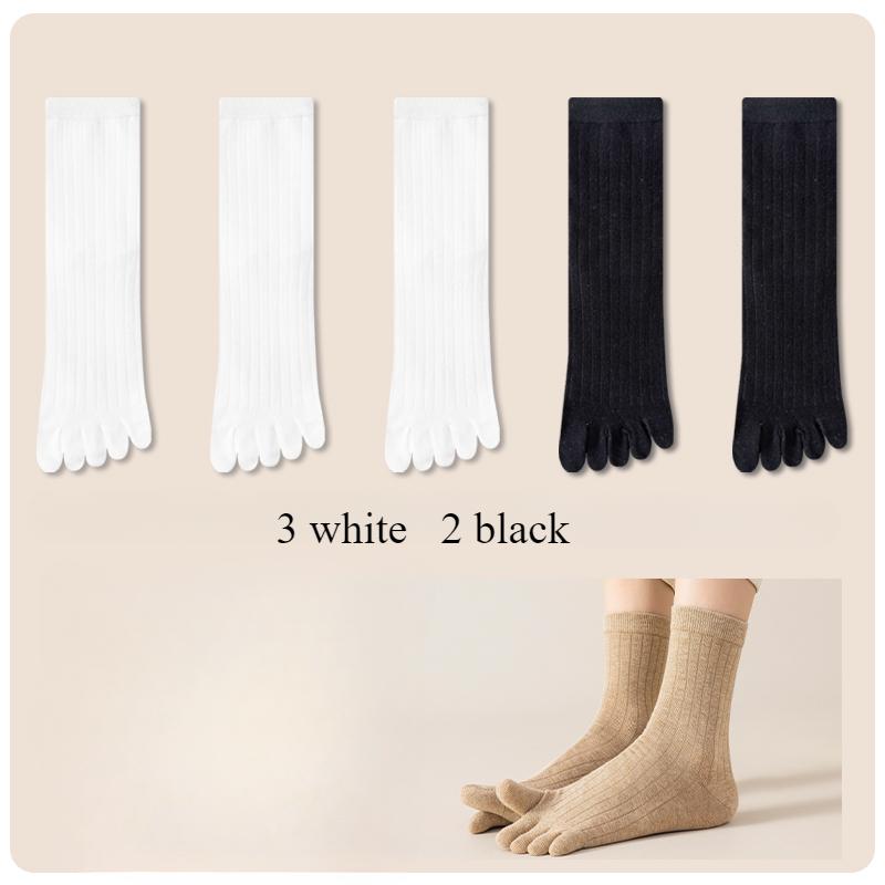 5 Pairs Toe Socks Women High Quality Cotton Five Finger Socks Middle Tube Crew Socks with Separate Fingers Four Seasons Hosiery