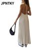 JPNTKY Women's Fashion Summer Spring Solid Color Print Sleeveless Casual Dresses