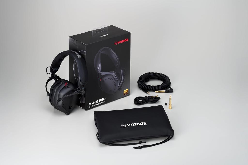 PRO DJ Monitor Audio Wired Connection Black V-MODA M-100 Headphones, High-Resolution Compatible, Only,