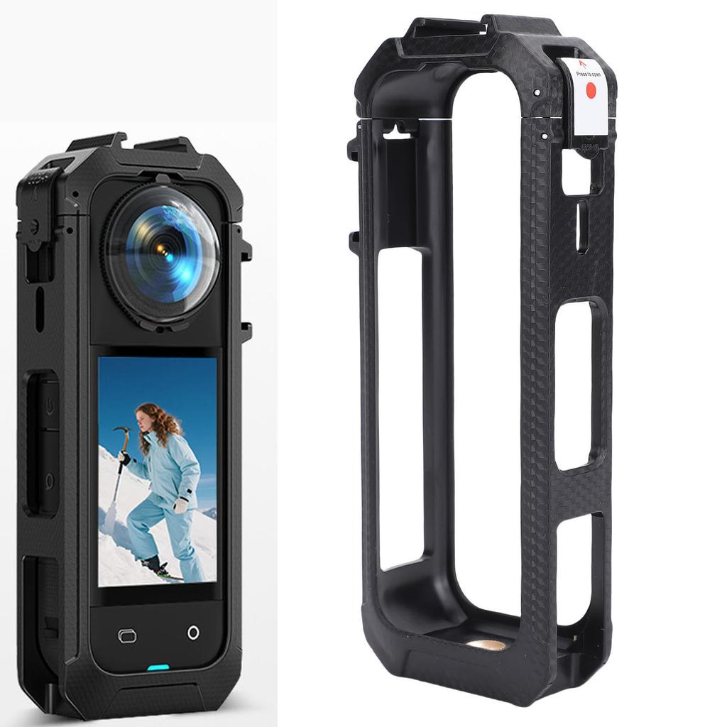 Protective Cage Fit for Insta360 X5 Action Camera Magnetic Quick Release Handheld Camera Housing Case Frame with Cold Shoe 1/4 Inch Screw Hole