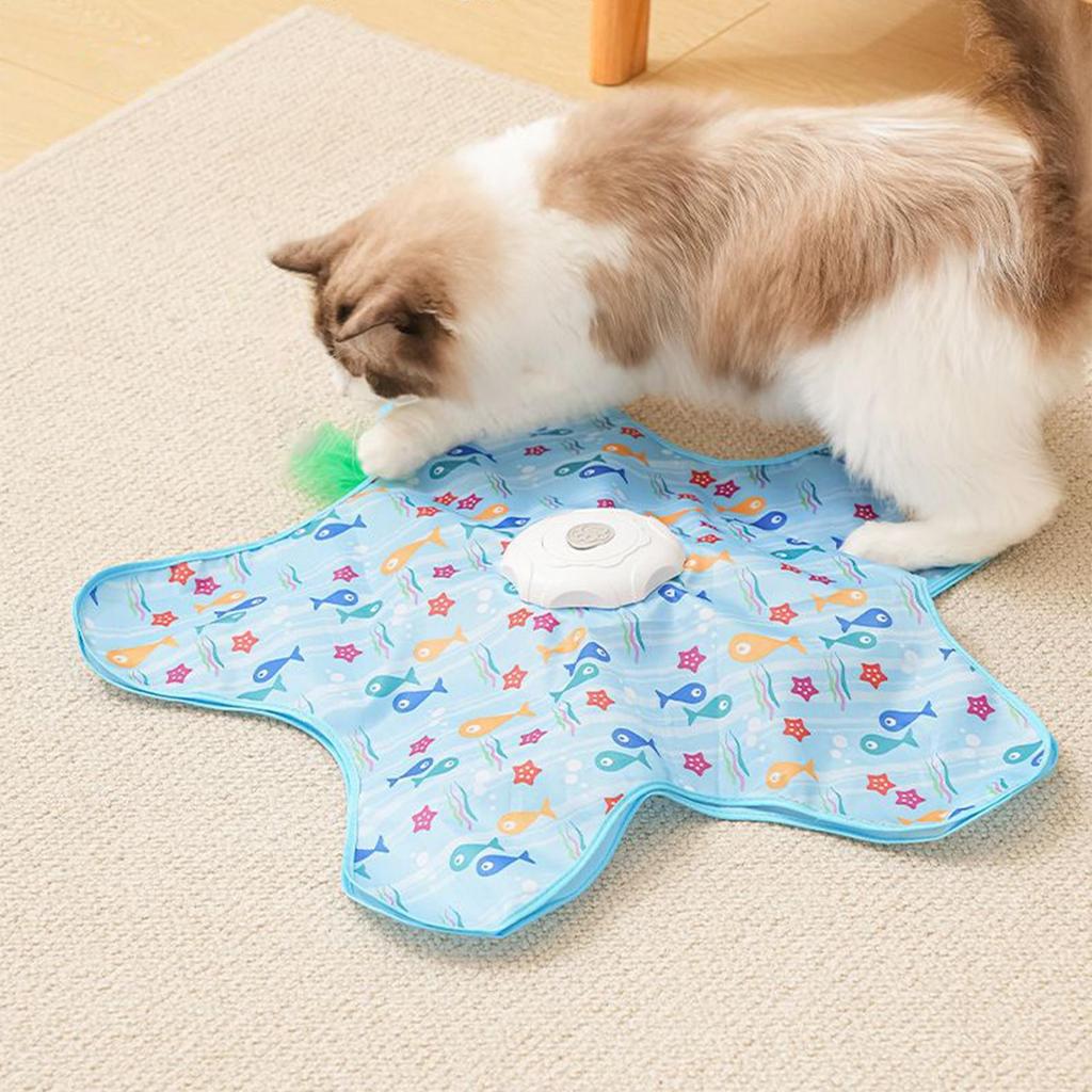 Giocattoli per Gatti Giocattolo Interattivo Nascondino per Gatti con Topo Squeaky Attivato dal Movimento Piume Nascoste Giocattolo Stimolante per Gattini