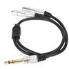 1 4 Inch Stereo Splitter Y Cable Dual Channel Aluminum Alloy 6.35mm Male Plug To Dual 6.35mm Female Port Cable 19.7in
