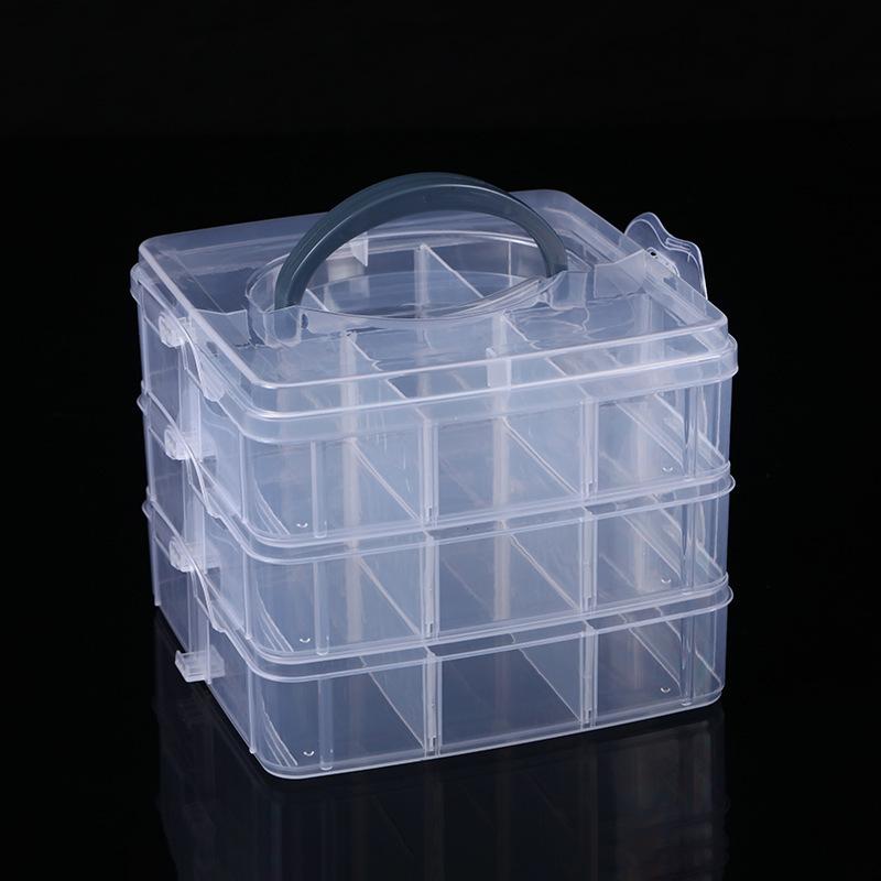 Household Three-Layer Portable Storage Box, Transparent Jewelry Storage Box, Hardware Tool Storage Box, Lego Toy Storage Box