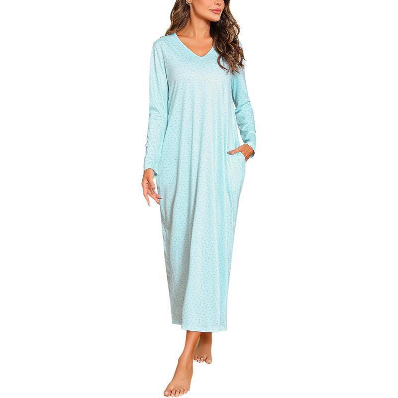 Women's Long-Sleeve Cotton Nightgown Pajamas