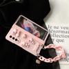 Luxus Mode Armband Kette Bär Halter Telefon Fall Für Samsung Galaxy Z Fold 4 Z Fold 3 Rosa Folding Shell cover Fundas Capa