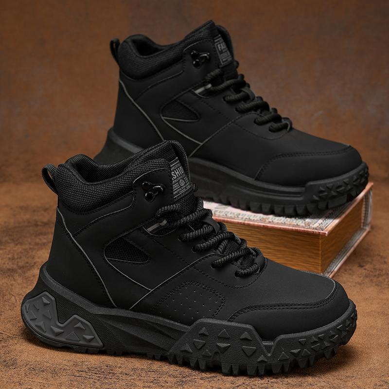 

Трендовые спортивные ботинки на толстой подошве на шнуровке, удобные, теплые ботильоны, мужская обувь, уличные ботинки, осенне-зимние, ретро, рабочая обувь 39 чёрный