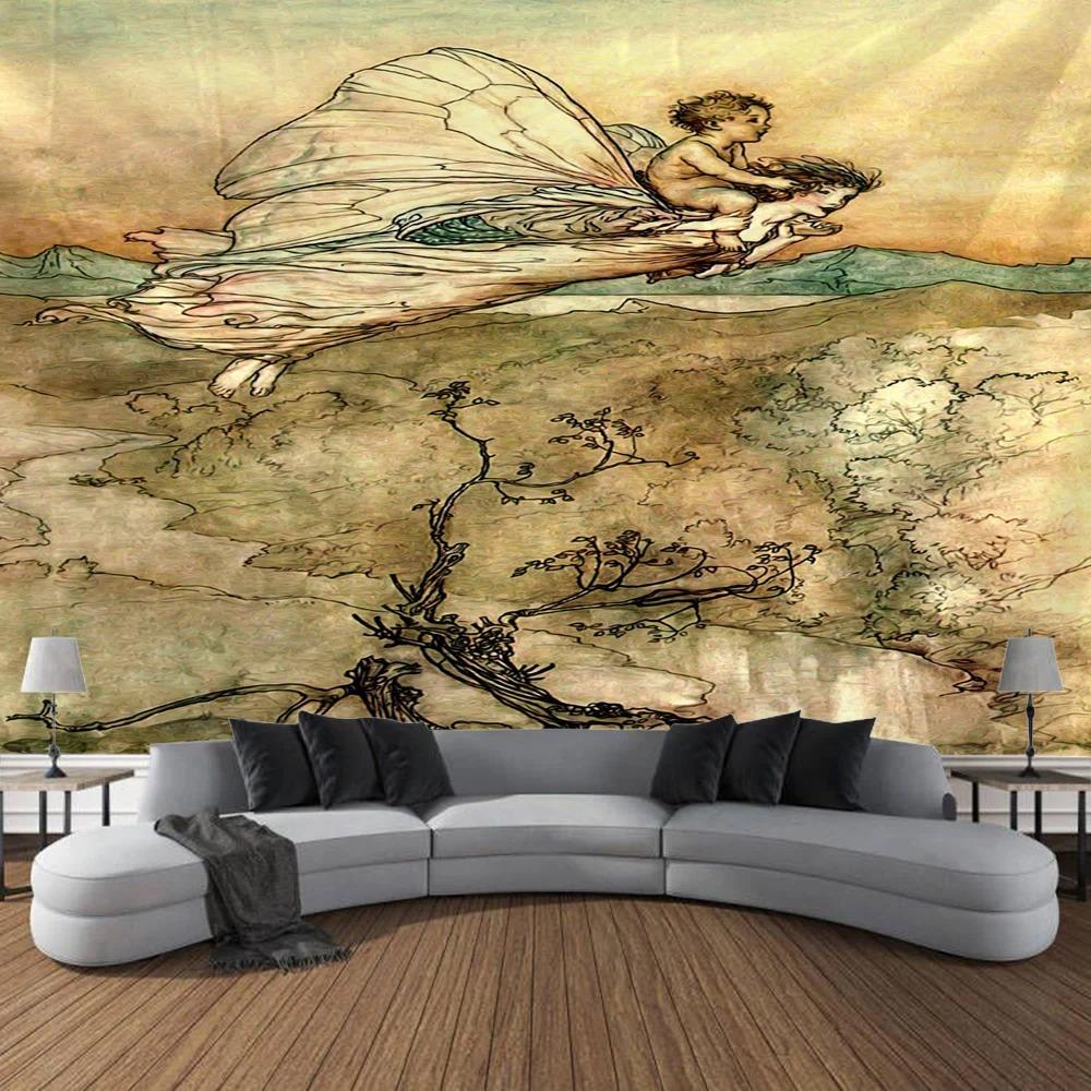 Home Wall Decoration Tapestry Retro Art Painting Background Office Living Room Tapestry