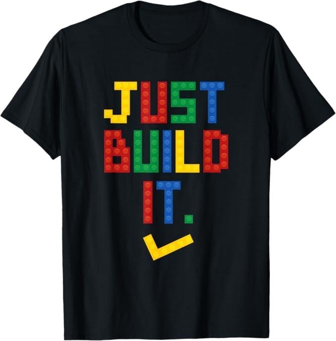 Just Build It Master Builder Building Block Boys Girls T-Shirt