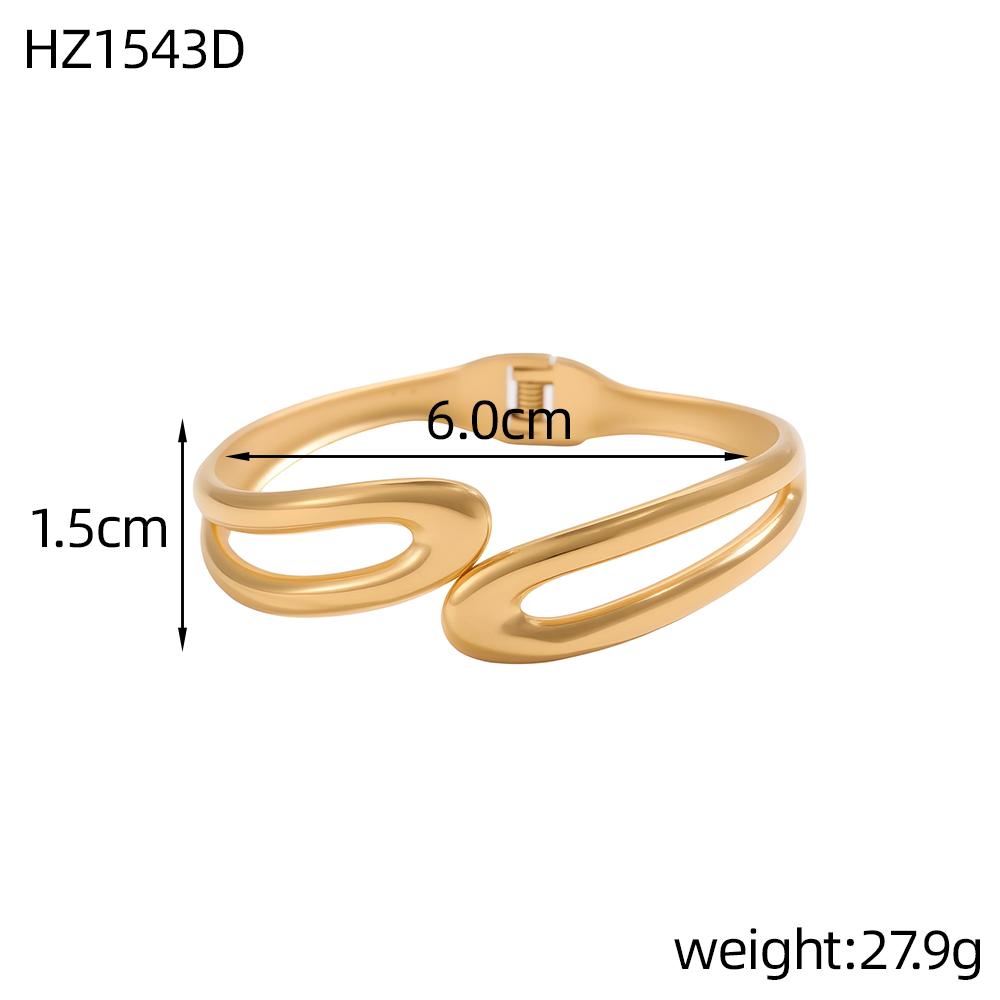 CARLIDANA Chunky Bangle Gold Plated Irregular Jewelry Geometric Stainless Steel Open Cuff Bangle Tarnish Free Waterproof Jewelry