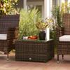 62 X 62cm Glass Top Rattan Side Table Brown