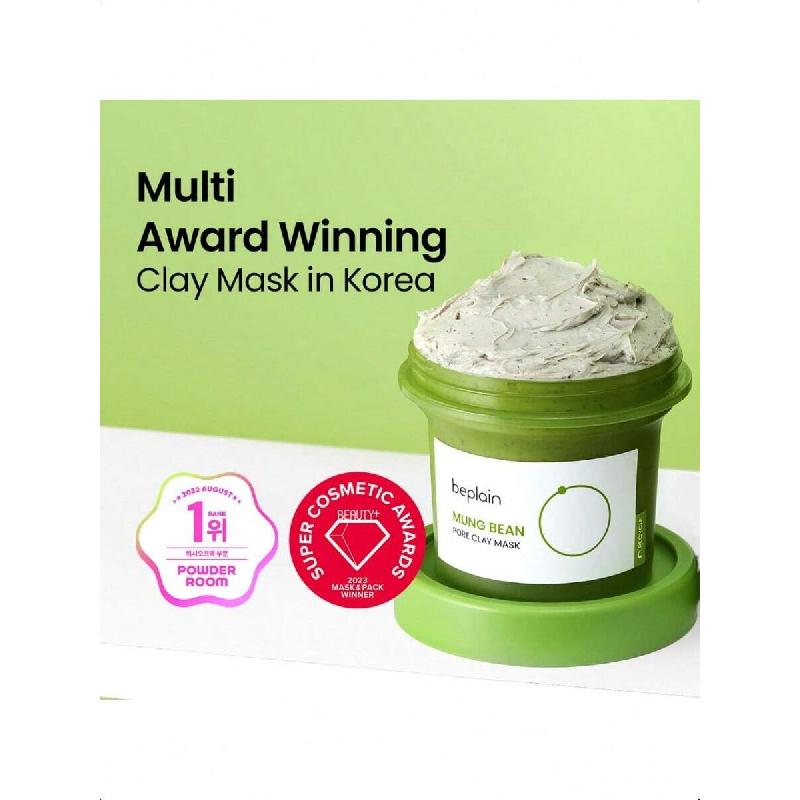 Beplain Mung Bean Pore Clay Mask 120ml | Bezzapachowa | Maska zmywalna do pielęgnacji zaskórników | Szybkie 3 minuty do delikatnego oczyszczenia