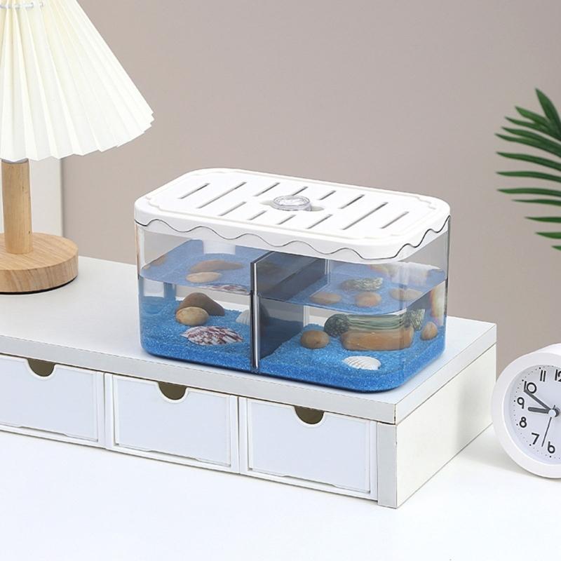 Tabletop Fish Tank Aquarium Breeding Box with Removable Divider Box for Shrimp Baby Fishes Guppy Accessories