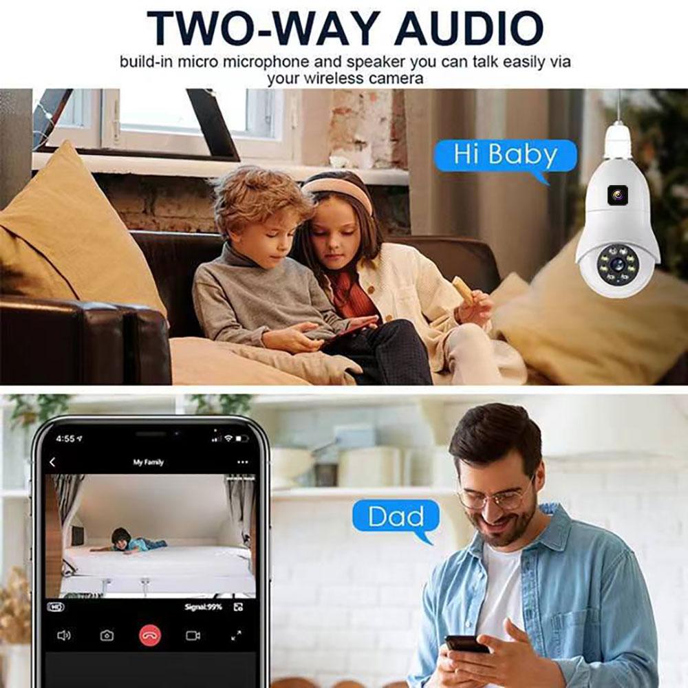 8MP 4K Bulb WiFi Dual Lens Color Night Vision Auto Tracking Zoom Indoor Security Monitor E27 Surveillance Wireless Camera