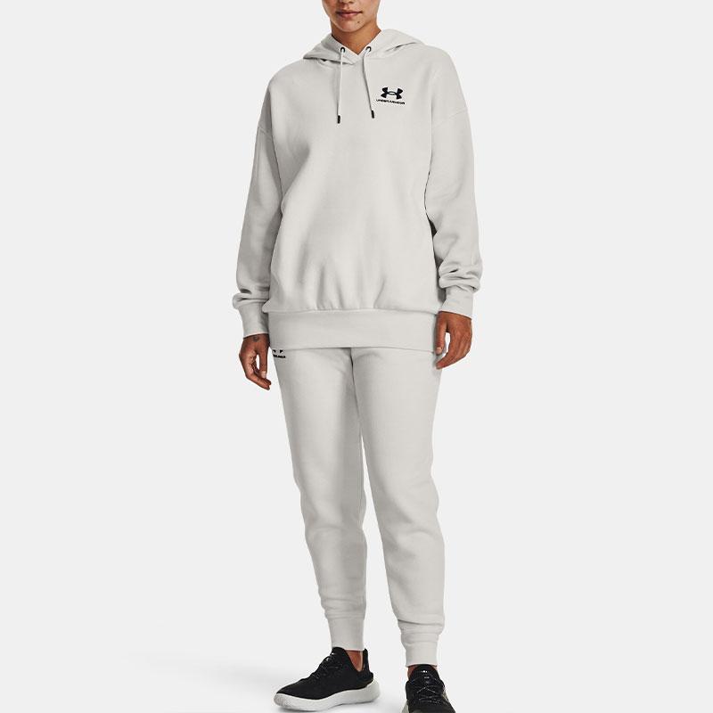 Under Armour Solid Color Drawstring Joggers With Fleece Lining Women Bottoms Light-Grey 1379443-114