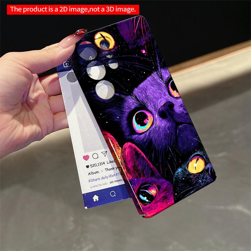 2DFlat Samsung Phone Case Neon Cats Cosmic Eyes Phone Case Applicable To Galaxy S22 S23 S24 S25ULTRA S26 A12 A13 A14 A15 A16