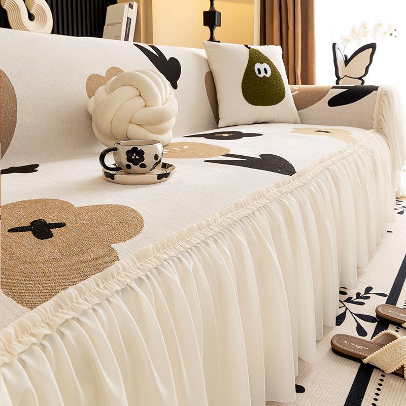 

Ченилл универсальный чехол на диван на четыре сезона, нескользящий цельный дизайн, полностью закрывающая юбка, чехол на диван, защита от царапин кошек 180*130cm