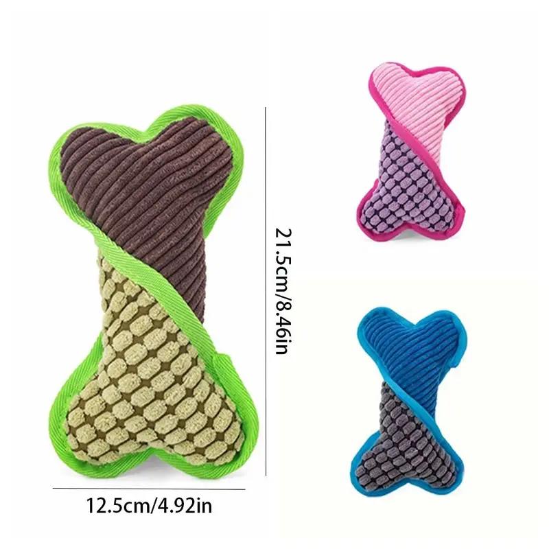 Interactive Dog Toy Plush Squeaky Chew Colorful Bone Shape Suitable for Play and Dental Health Cat and Dog Molar Teeth Toy