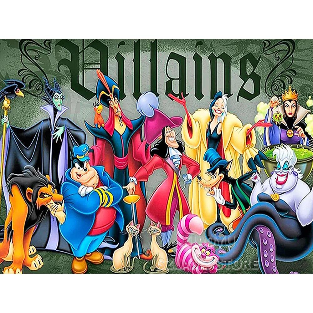 5D DIY Disney Diamond Painting Villains Evil Queen Full Round Cross Stitch Cartoon Art Diamond Embroidery Home Decor