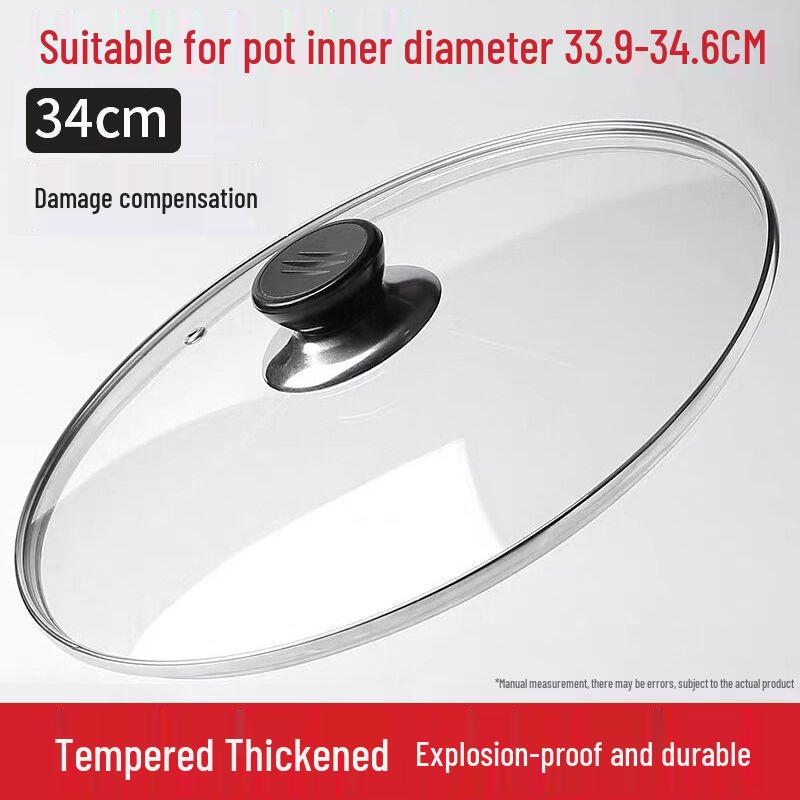Universal Tempered Glass Stainless Steel Lid for Flat-Bottomed Pans and Woks
