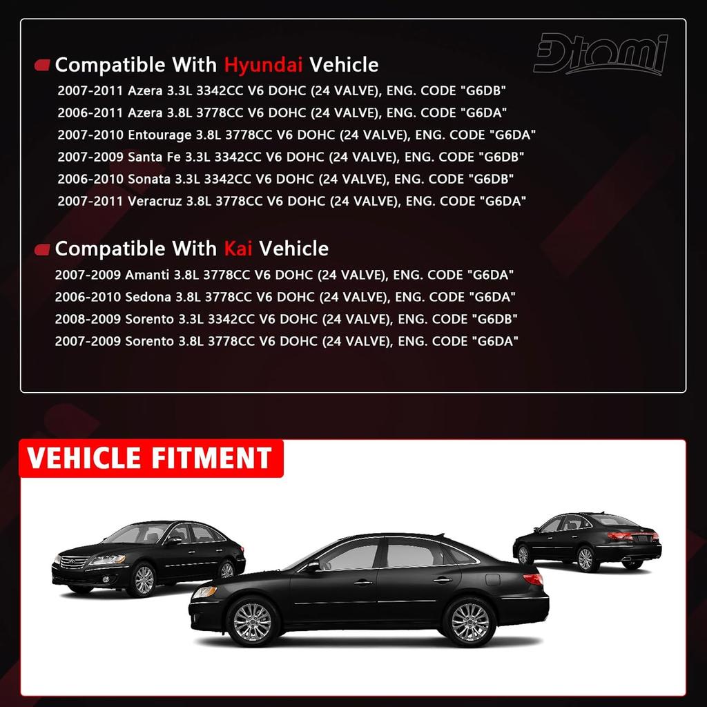 Engine Valve Cover Gasket Set Compatible With Hyundai Kia Vehicle Azera Entourage Santa Fe Sonata Veracruz, Amanti Sedona Sorento, 3.3L 3.8L V6