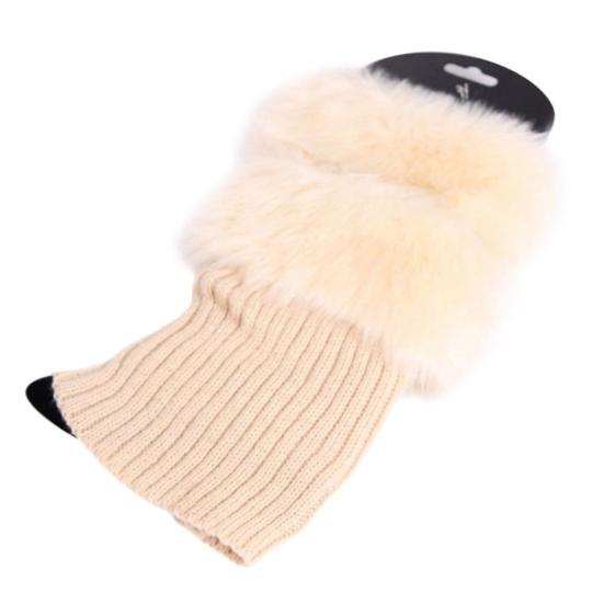 Winter Women Warm Faux Fur Crochet Knitted Leg Warmers Short Boot Socks Cuffs