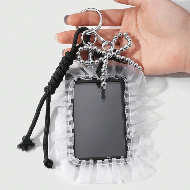 Mysterious Dark Theme Badge Holder Keychain Customizable With Beaded Chains Stylish Bag Charm Decoration