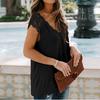 Women T Shirt V Neck Lace Sleeveless Casual Tops