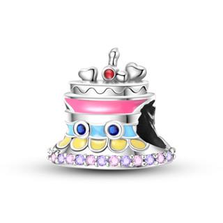 Copper Craft Charms Birthday Cake Month Stone Letter Bead Zircon Pendant Charms Fit 4Mm Bracelets Diy Exquisite Jewelry Crafting