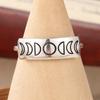 Silver Color Metal Carving Geometry Pattern Moon Rings for Women Personalized Classic Party Rings Jewelry